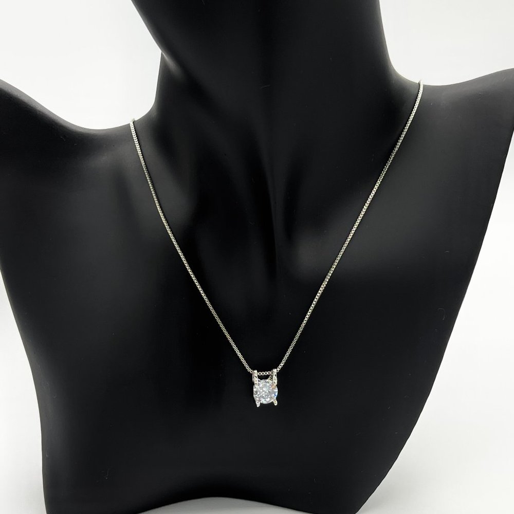 Swarovski Crystal Elements Solitaire Pendant on Silver Toned Necklace